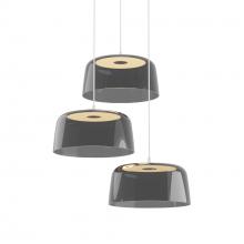 Koncept Inc YUP-C3-SW-MWT+SDGY - Yurei Circular 3 Pendant Lamp (Matte White) with 14" Transparent Polymer Shade, Dark Gray